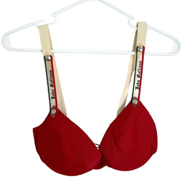 John Galliano Other - John Galliano Bikini Top Underwire Red Textured Womens Size 46 IT / Large US
